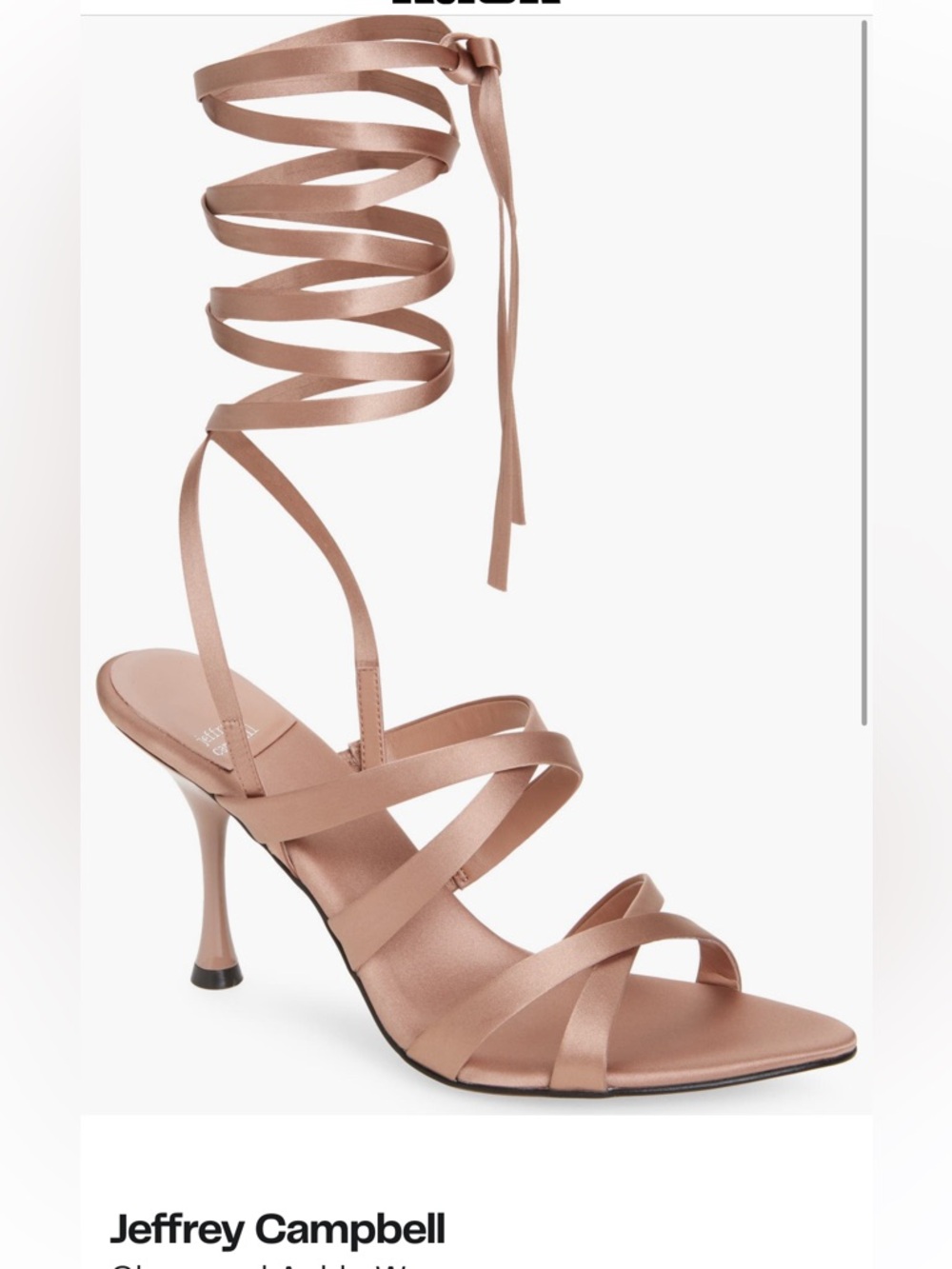 Jeffrey Campbell Satin Wrap Heels in Rose Gold Size 6 NWT